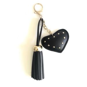 Black Heart + Fringe Bag Clip, Bag Accessory NWT